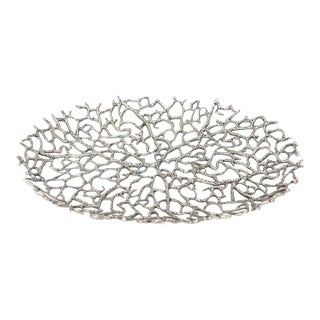 Donna Karan for Lenox Abstract Coral Silver Oval Tray For Sale
