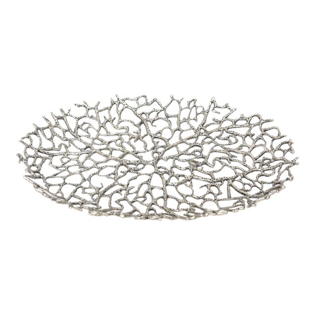 Donna Karan for Lenox Abstract Coral Silver Oval Tray For Sale