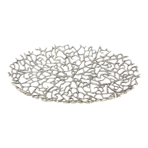 Donna Karan for Lenox Abstract Coral Silver Oval Tray