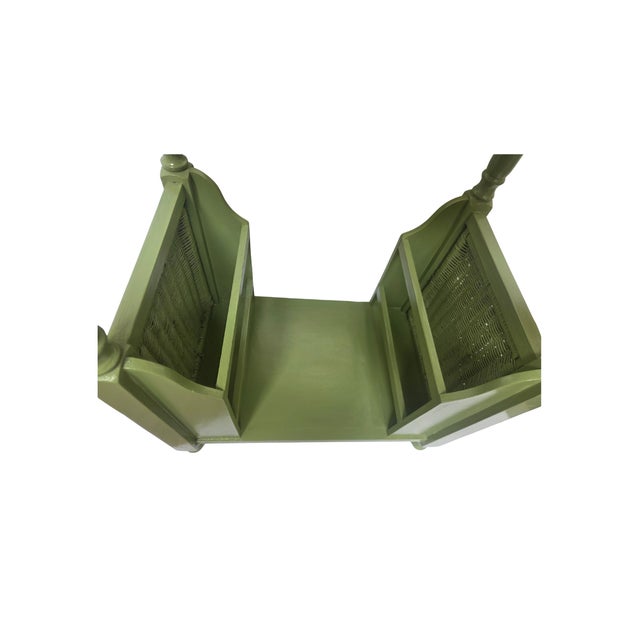 Shabby Chic 1960s Calke‑Green High‑Gloss Accent Table • Cottage Coastal Chinoiserie Style For Sale - Image 3 of 8
