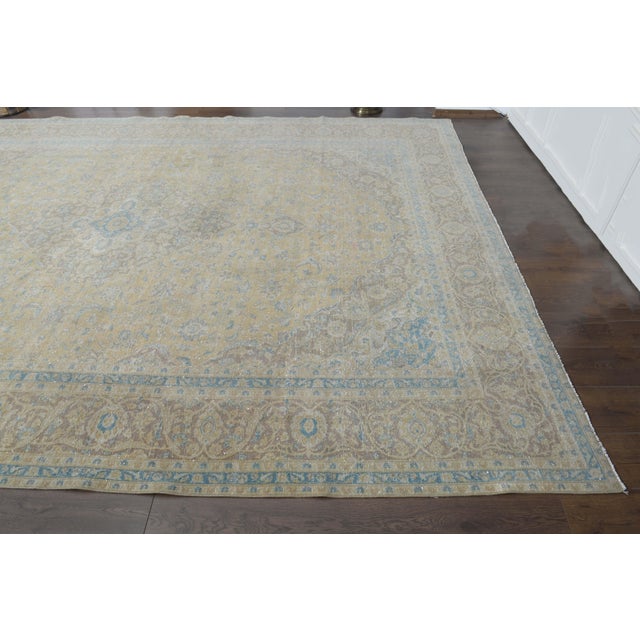 1970s Vintage Persian Handmade Wool Cotton Orange Area Rug For Sale - Image 10 of 11