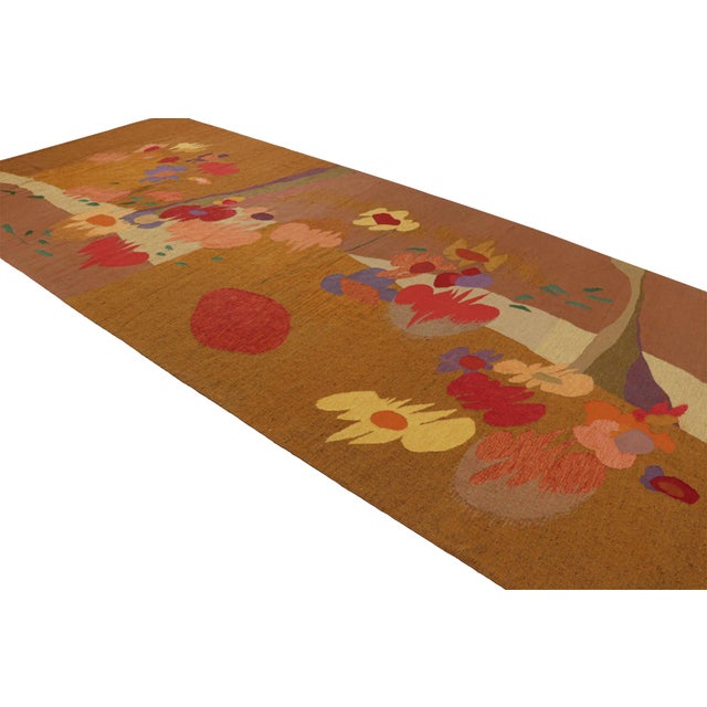 Abstract Vintage Henry Easterwood Runner, Brown With Abstract Florals - Rug & Kilim For Sale - Image 3 of 7