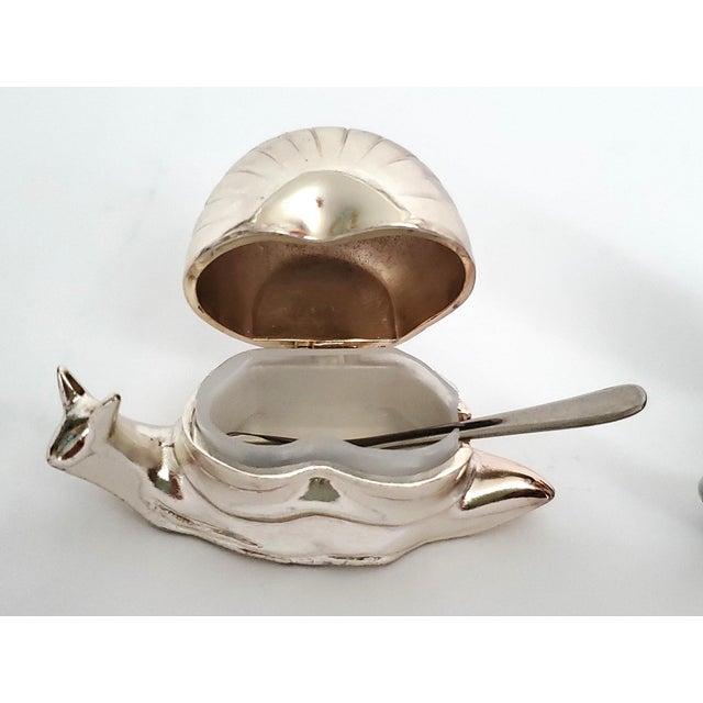 Metal Snail Salt Cellars Silver Plate Salt & Pepper For Sale - Image 7 of 8