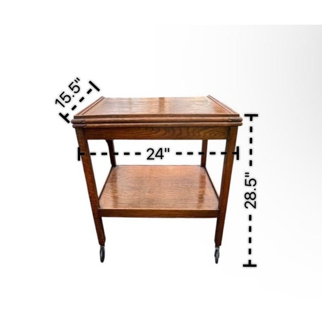 Edwardian Era Quarter Sawn Oak Convertible Bar Cart & Game Table, 1910s-1920s For Sale - Image 13 of 14