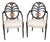 Late 20th Century Pair of Karges Hepplewhite Plum Arm Chairs Ebonized, Carved Hand Painted Leather Fabric For Sale
