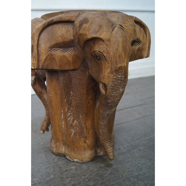 Hand Carved Wooden Elephant Stool Chairish