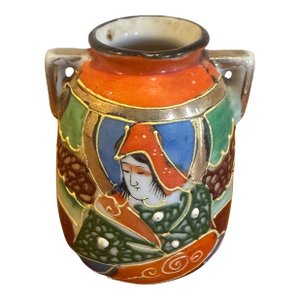 Vintage Hand-Painted Miniature Vase With Figural Motif