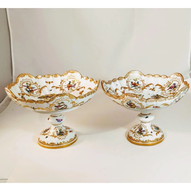 19th Century Meissen Porcelain Compotes Bowls Pair 19c For Sale - Image 5 of 13