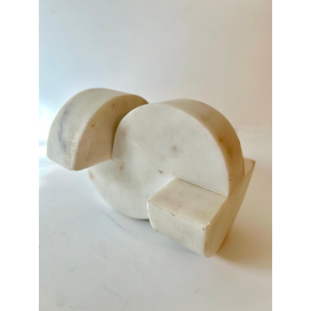 Contemporary Geometric Italian Organic Carrara Marble Sculpture or Bookend For Sale - Image 3 of 6