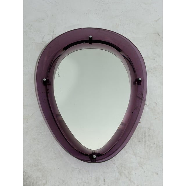Wall Mirror with Purple Acrylic Glass Frame in the style of Cristal Arte, Italy, 1960s For Sale - Image 6 of 13