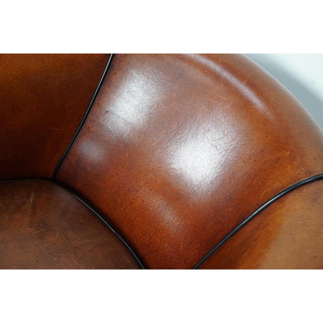 Brown Set of Vintage Dutch Cognac Colored Leather Club Chairs For Sale - Image 8 of 17