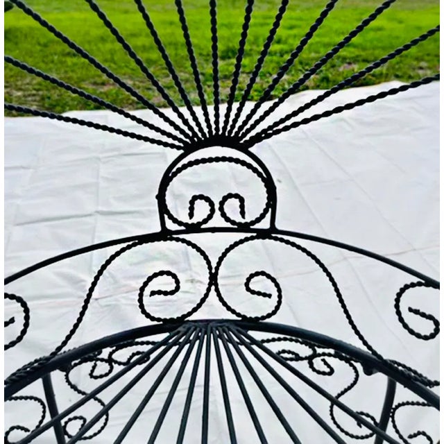 John Salterini Wrought Iron Peacock Chairs After Salterini With Custom Outdoor Cushions , a Pair, Attributed For Sale - Image 4 of 6