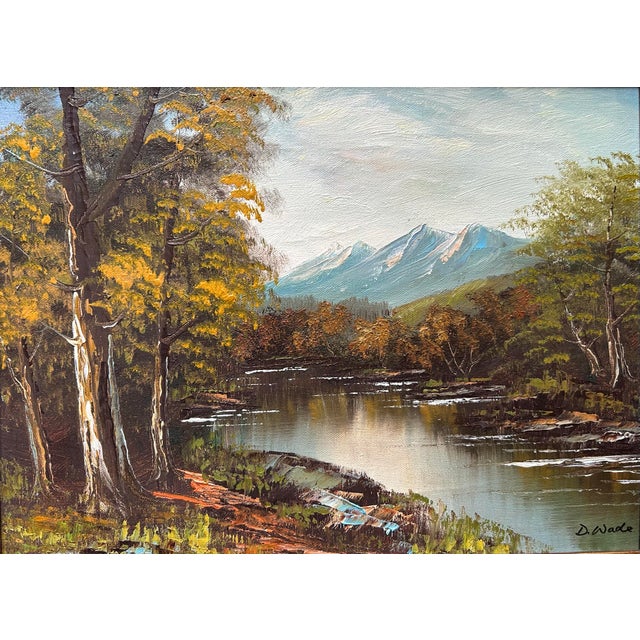 Impressionist Mid Century Impressionist Landscape Oil Painting of the Sierra Nevada Mountain Range With Autumn Trees For Sale - Image 3 of 7