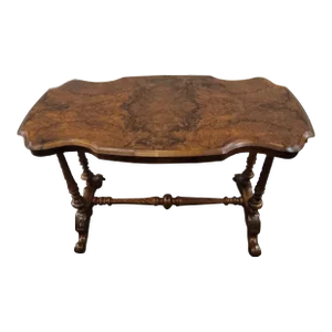Antique 1830s Burl Wood Walnut Regency Console Table/ Game Table