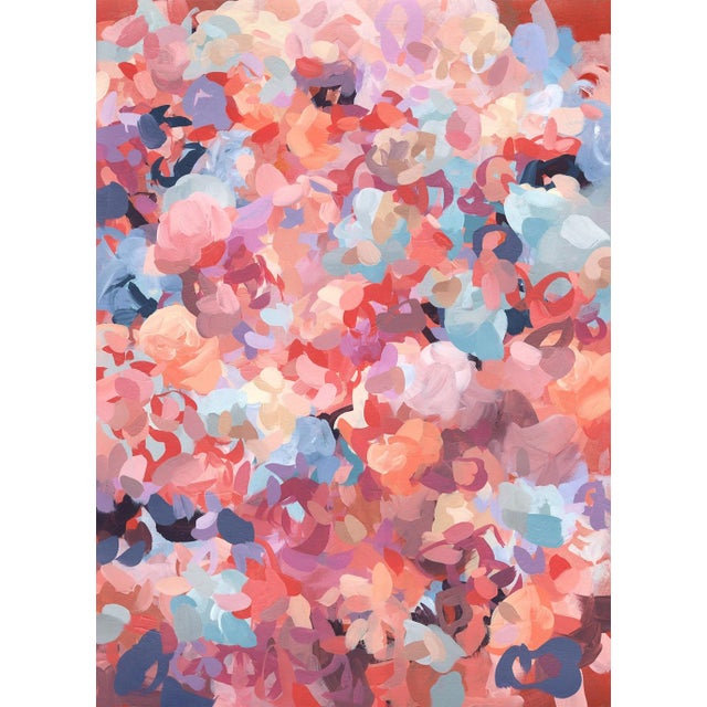 Tango No.2 - Vertical Acrylic Painting on Paper, Colorful Contemporary Art For Sale
