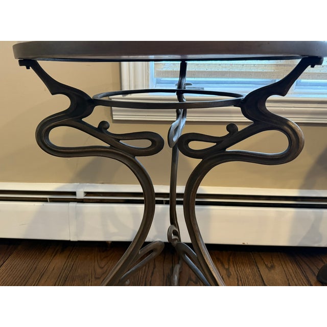 Mid 20th Century Art Nouveau Cast Brass and Marble Top End Tables For Sale - Image 4 of 7