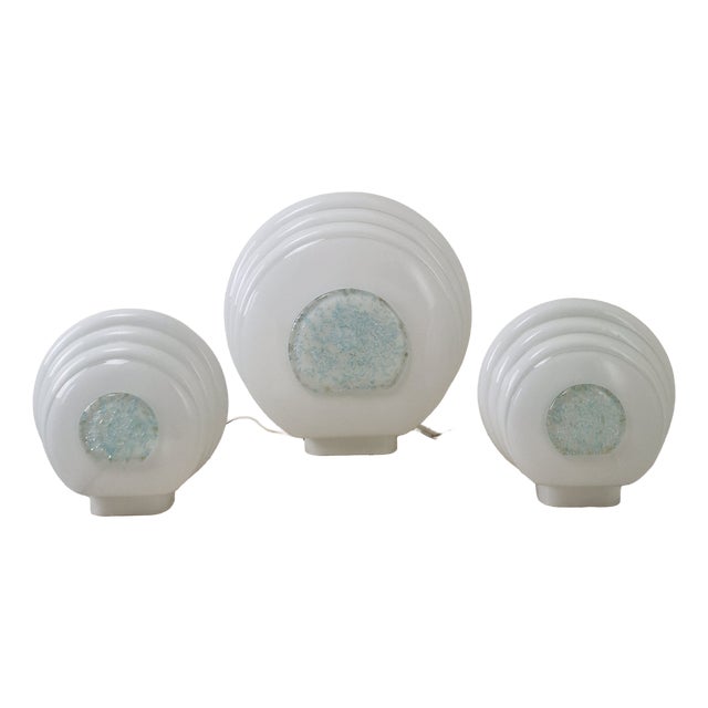 Murano Glass Table Lamps by Ferro & Lazzarini, 1970s, Set of 3 For Sale