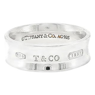 Modern Sterling Tiffany and Co. 1837 Medium Band Ring, Size 8.5 For Sale