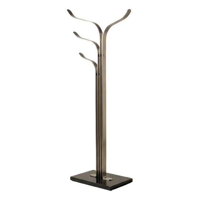 Brushed Steel and Marble Coat Rack from Acerbis International, 1970s For Sale