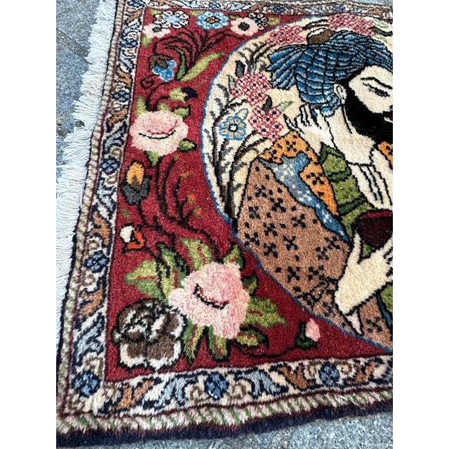 Small Abadeh Pictorial Rug, 1980s For Sale - Image 16 of 18
