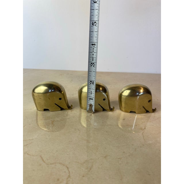 Set of 3 Vintage Solid Brass 'Drumbo' Elephant Paperweights, Dresdner Bank, Attributed to Luigi Colani For Sale In Seattle - Image 6 of 6