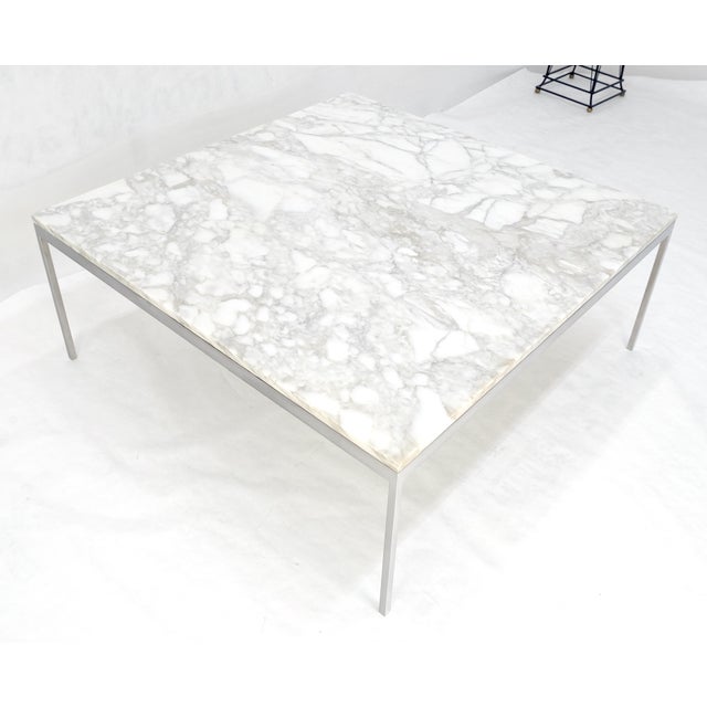 Solid Stainless Steel Marble Top 42x42 Square Mid Century Modern Coffee Table For Sale - Image 15 of 15
