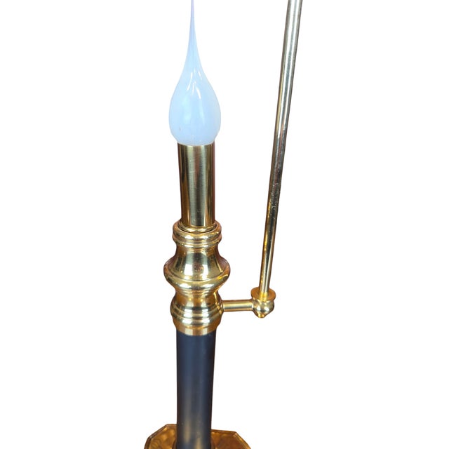 Vintage Chapman Brass Bouillotte Table Lamp With Black Tole Shade For Sale - Image 12 of 13