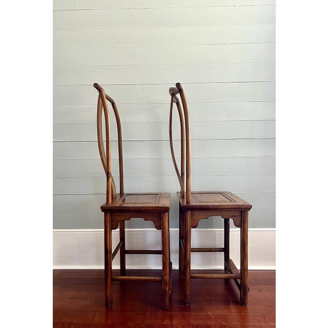 Wood Early 20th Century Chinese Lamphanger Walnut Chairs, a Pair For Sale - Image 7 of 9