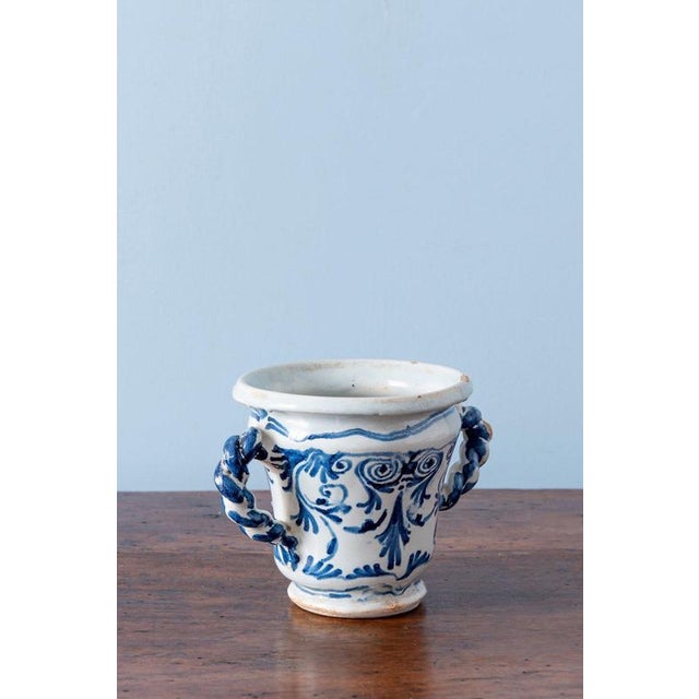 17th Century Nevers Faience Blue and White Jasmine Vases, Set of 2 For Sale - Image 12 of 18