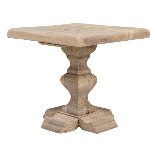 1970s French Oak Pedestal Side Table For Sale