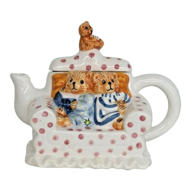Tea Nee Sitting Pretty Teddy Bear Collection Vintage Teapot For Sale