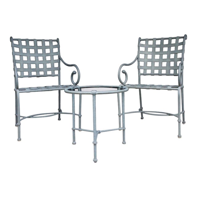 Mid 20th Century Brown Jordan Florentine Three-Piece Patio Set in Speckled Charcoal Finish, 3 Pieces For Sale