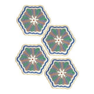 Mottahedeh Charleston Feather Hexagonal Trays, Set of 4 For Sale