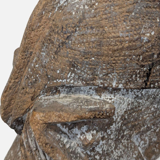 Monumental Hand-Carved African Style Wood Figure Sculpture on Metal Base For Sale In San Francisco - Image 6 of 8