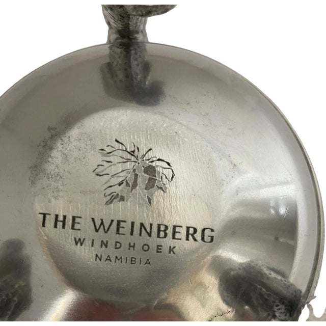 Metal Cheetah Pedestal Enameled Metal Bowl Snack Appetizer Bowl. The Weinberg Windhoek, Nambibia For Sale - Image 7 of 7
