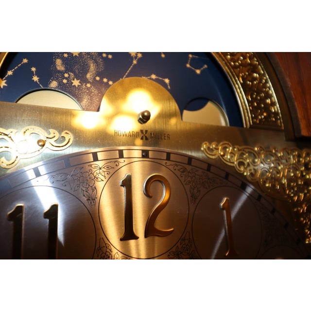 1990s Howard Miller Oak Grandfather Clock With Kieninger Triple Chime Movement and Moon Dial For Sale - Image 12 of 18