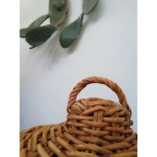 Large Italian Hand-Woven Willow Basket with Lid, 1950s For Sale - Image 16 of 18