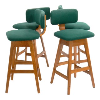 Vamdrup Stolefabrik Danish Teak A/S Swivel Bar Stools - Set of 4 For Sale