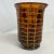 Hollywood Regency 1980s Handblown Amber Glass Vase With Opaque Grid Design Encased For Sale - Image 3 of 10