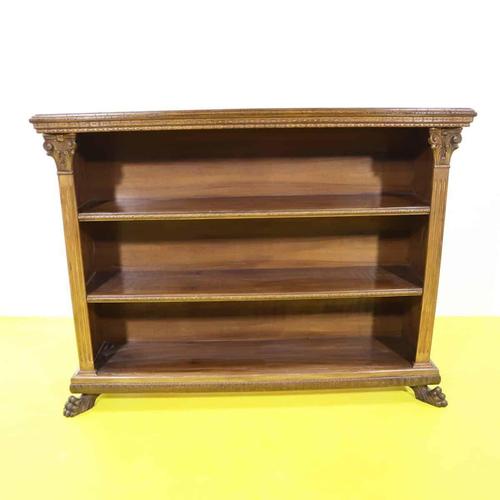 Renaissance Wooden Bookcase with Lion Paw Feet and Three Shelves For Sale - Image 9 of 9