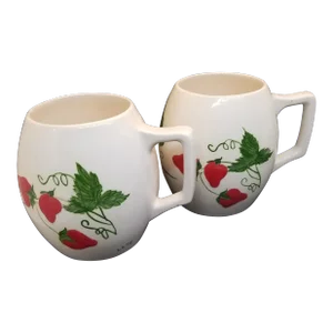 Vintage Hobbiest Handpainted Strawberry Mugs, Set