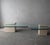 Italian Pair of Italian Travertine and Cantilevered Glass Coffee Tables For Sale - Image 3 of 11