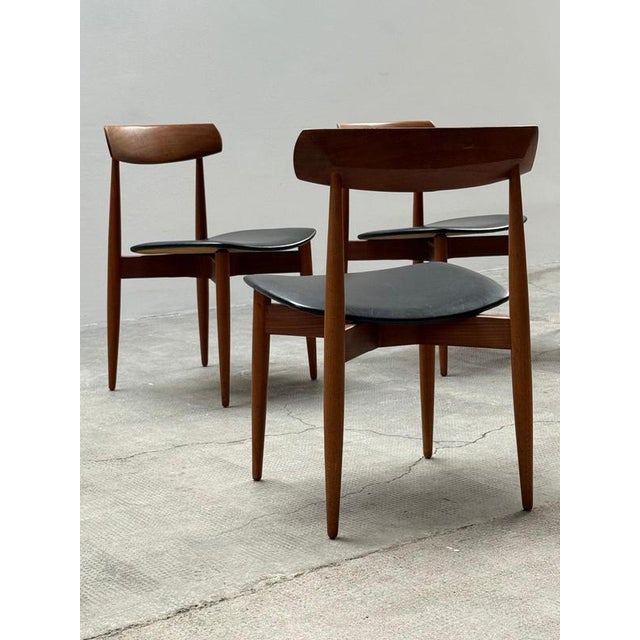 Absolutely fantastic designed and very rare set of four H.W. Klein for Bramin teak wood dining chairs with...