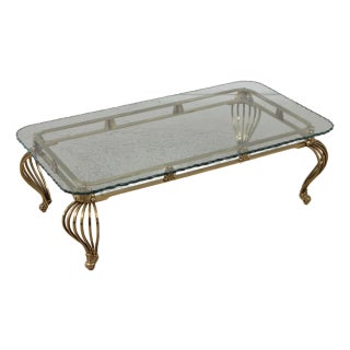 Labarge Stunning Hollywood Regency Brass & Glass Coffee Table For Sale