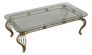 Labarge Stunning Hollywood Regency Brass & Glass Coffee Table