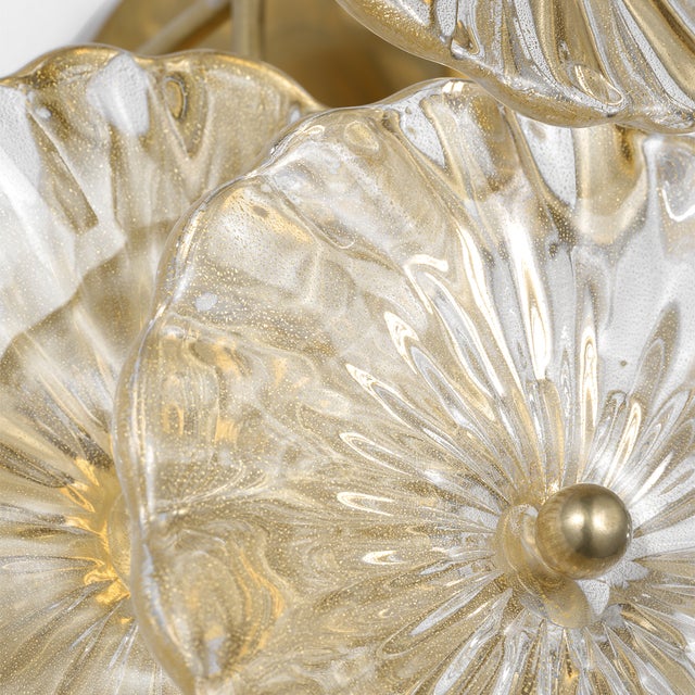 Modern Julie Neill for Visual Comfort Signature Gianna 21" Layered Sconce in Hand-Rubbed Antique Brass with Gold Fleck Glass For Sale - Image 3 of 15