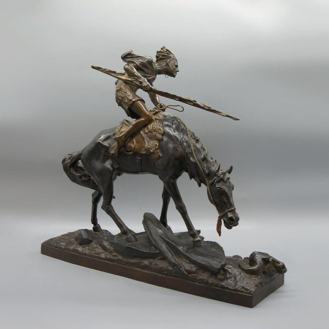 Metal Native American on Horseback from Édouard Drouot, 1920s For Sale - Image 7 of 15