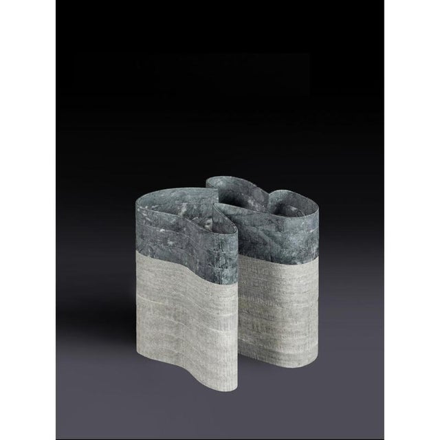 Stripes C3 Vase in Laguna Green and Indian Green Marbles by Bufalini Marmi For Sale - Image 11 of 16