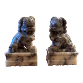 Pair of Soapstone Foo Dogs For Sale