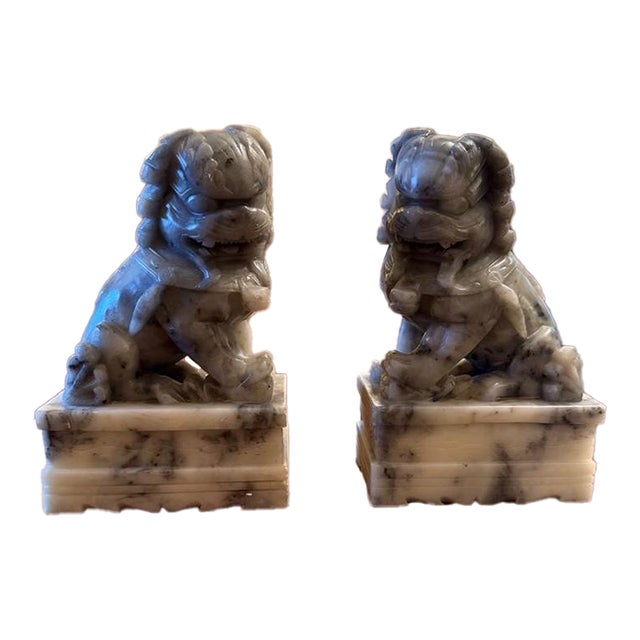 Pair of Soapstone Foo Dogs For Sale